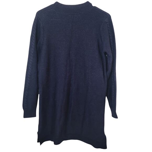 Woolovers Medium Blue‎ Crochet Cable Knit 100% Pure Wool Fisherman Sweater Dress - Picture 2 of 15